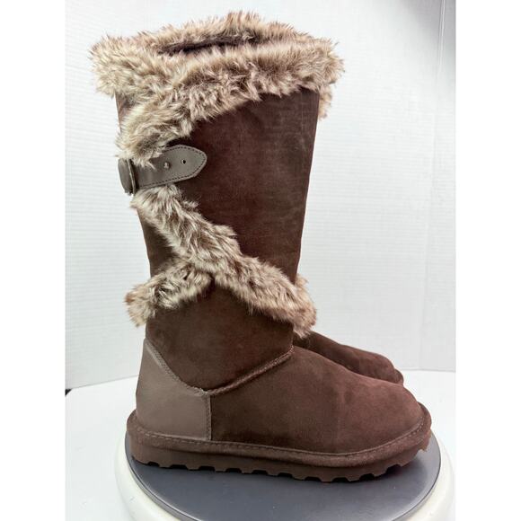 BearPaw Sheilah Womens Size 10 Suede Wool Fur Tall Winter Boot Waterproof Brown - Picture 5 of 11